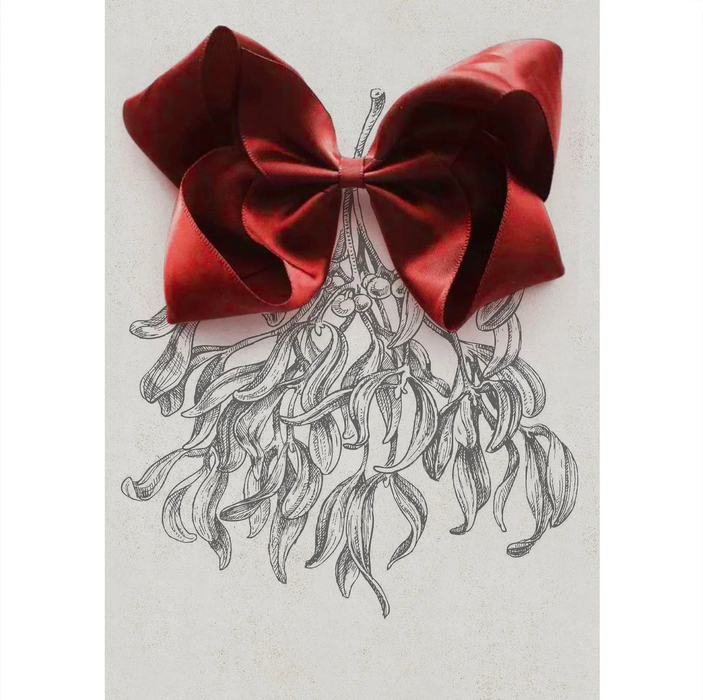 Red velvet hair bow on mistletoe illustration, hair accessories from Yellow B