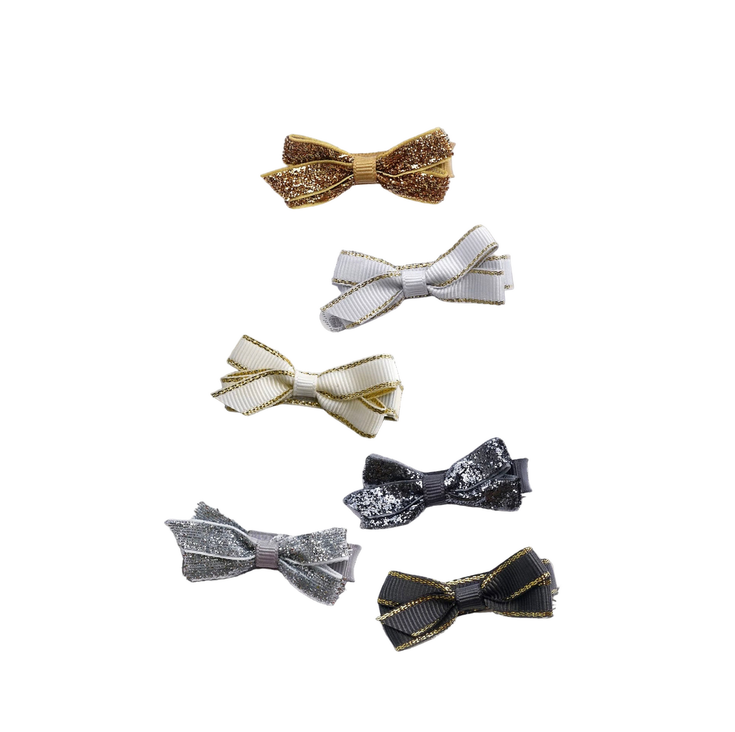 Mini Bow Hairclip Gift Set - Gold Edge & Glitter
