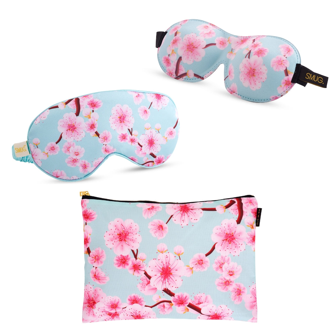 Contoured & Satin Sleep Mask 2 Pack & Bag Set - 4 Prints