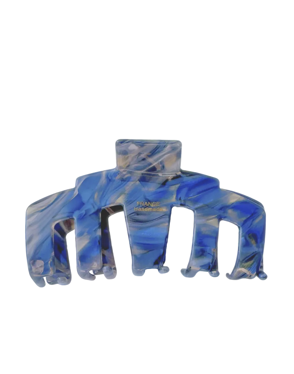 Light blue hair claw clip on a white background