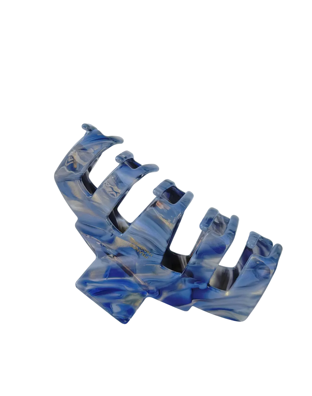 Light blue hair claw clip on a white background