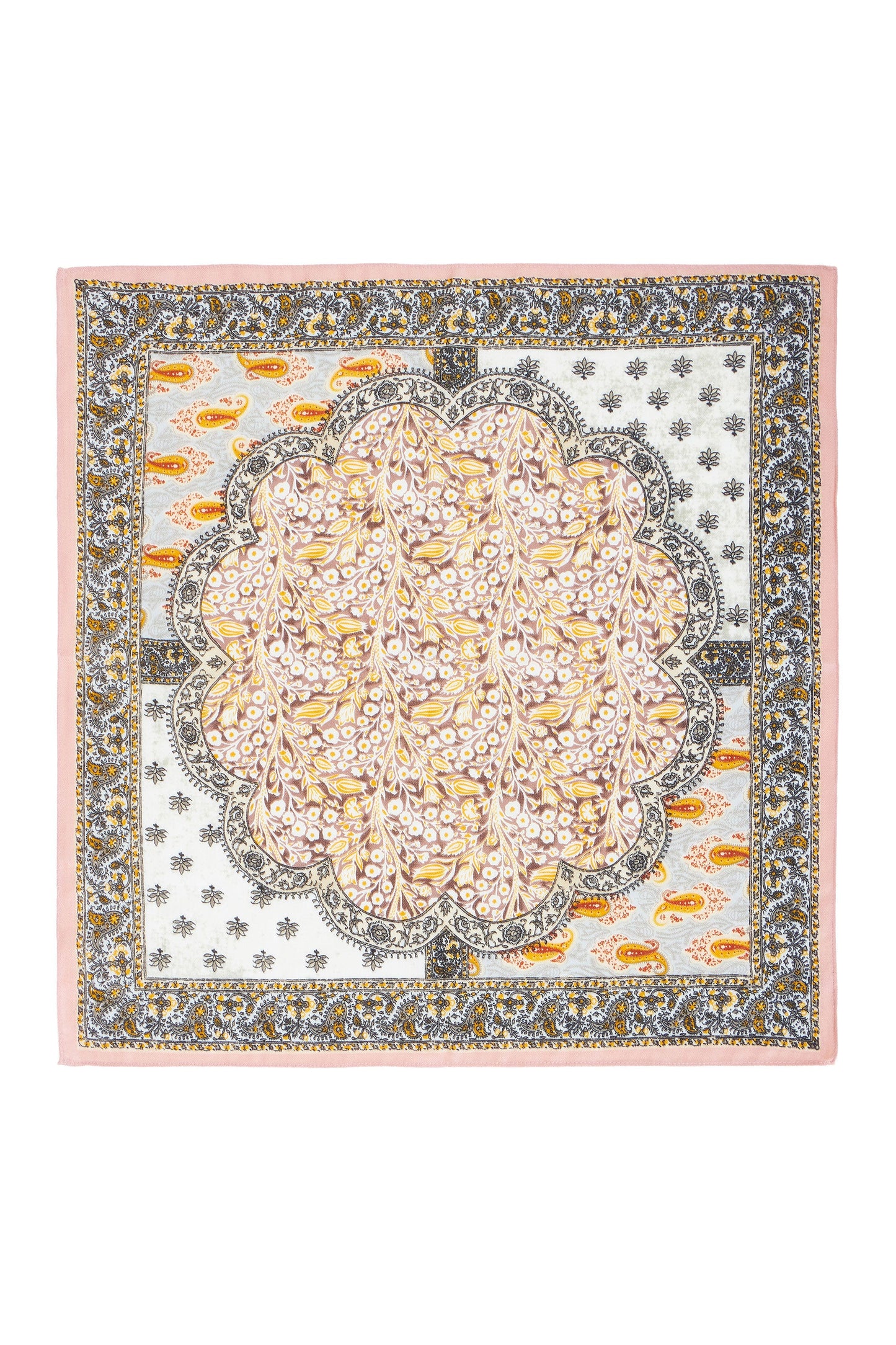 Premium viscose paisley bandana scarf showing intricate multicolour pattern