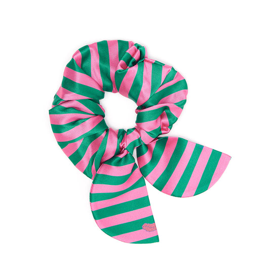 Silk Scrunchie - Flamingo Stripe