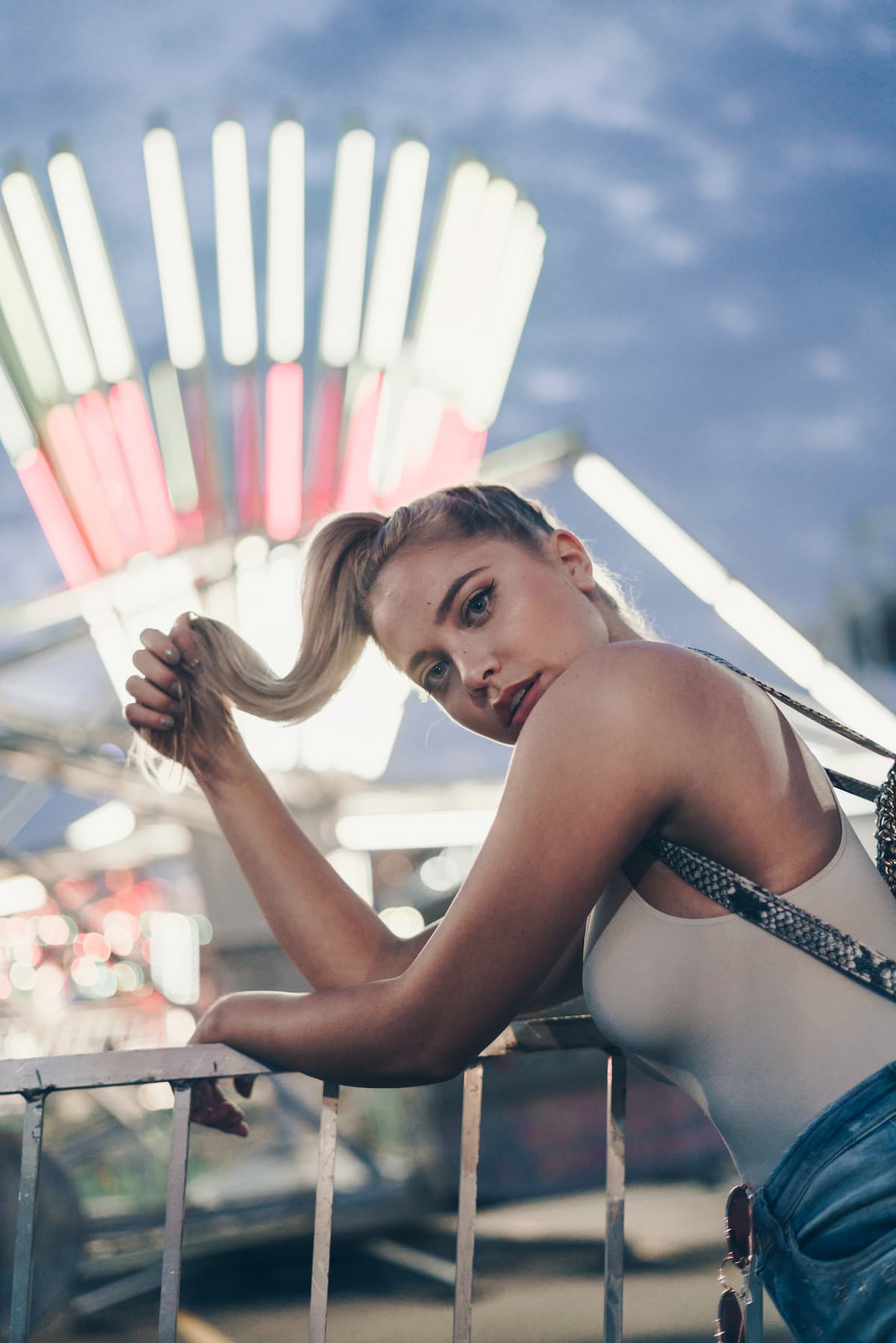Luxury hairband styling high ponytail on woman outdoors