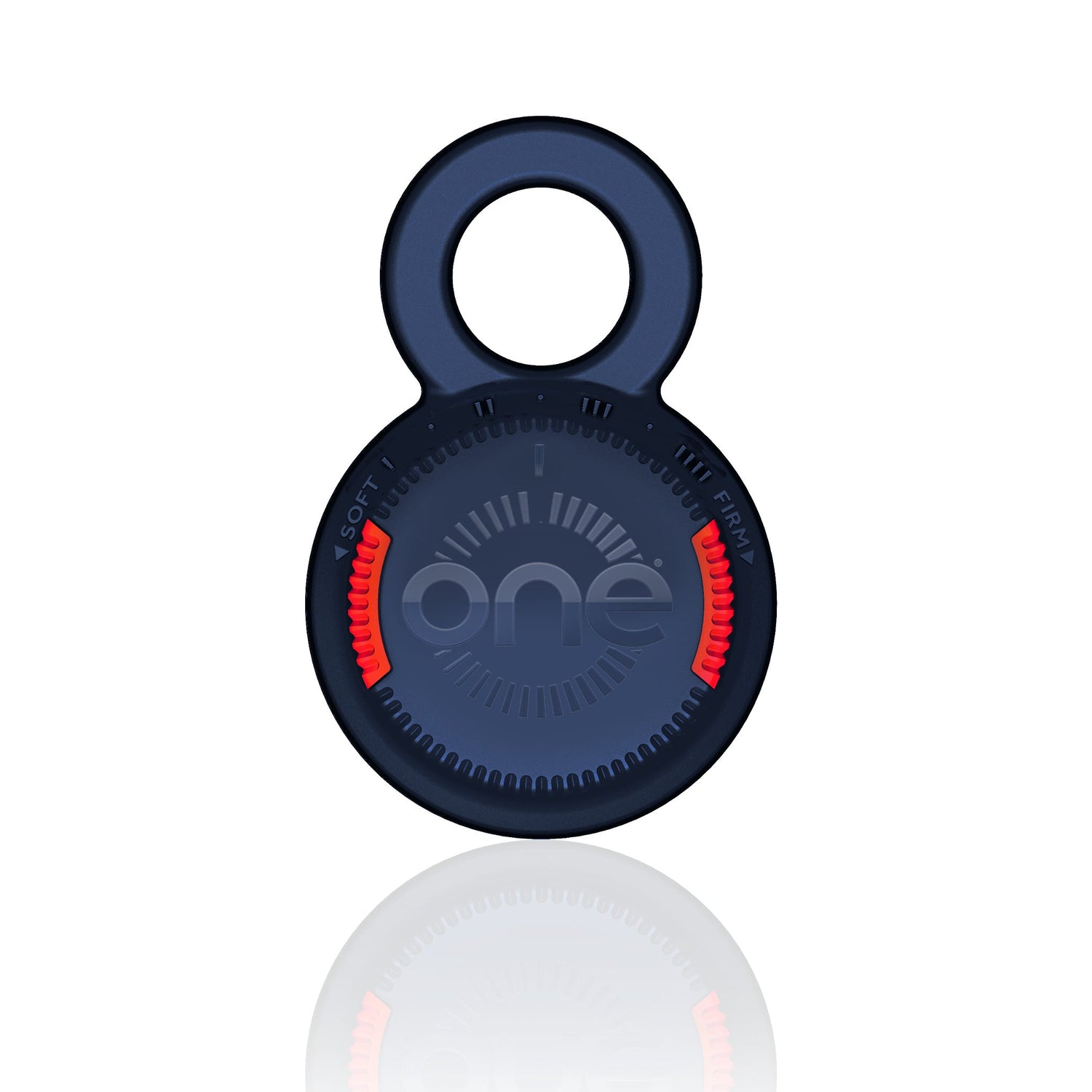 Blue and red One Brush Mini compact hairbrush with 'one' branding on a white background