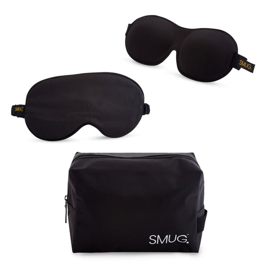 Contoured & Satin Sleep Mask 2 Pack & Wash Bag - 6 Prints