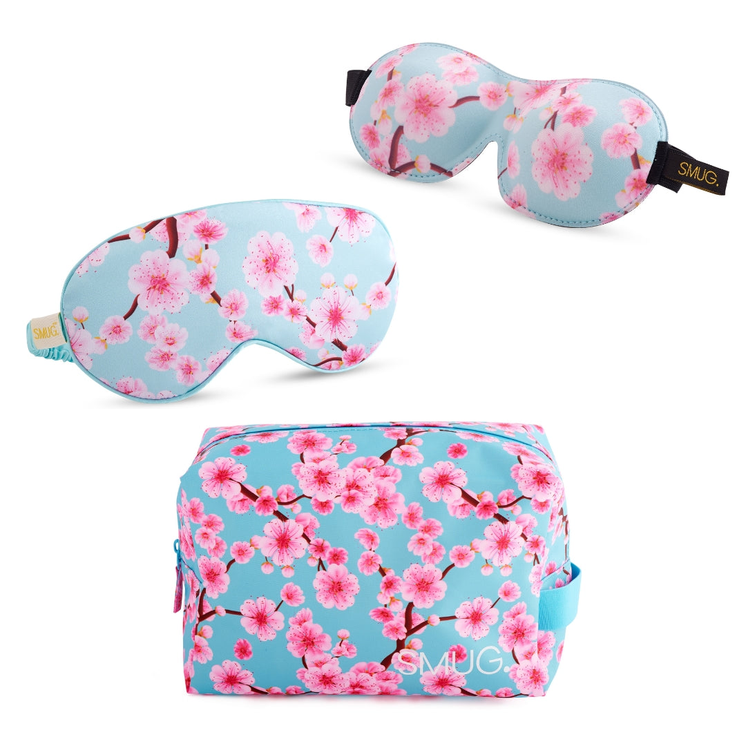 Contoured & Satin Sleep Mask 2 Pack & Wash Bag - 6 Prints