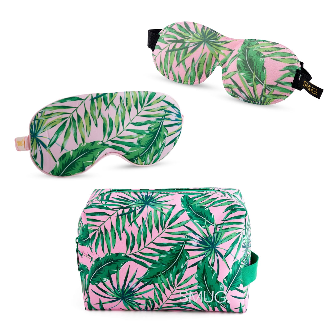 Contoured & Satin Sleep Mask 2 Pack & Wash Bag - 6 Prints