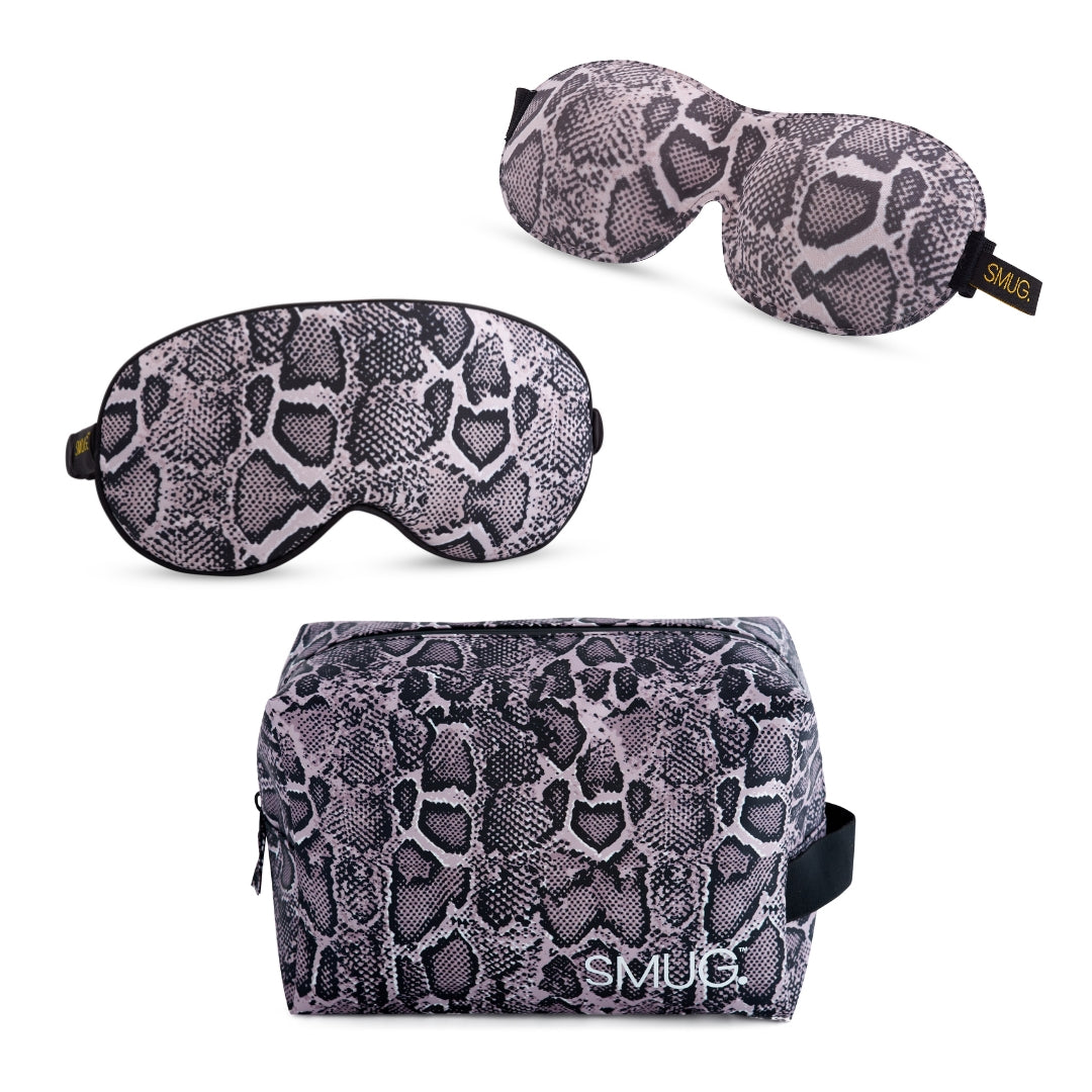 Contoured & Satin Sleep Mask 2 Pack & Wash Bag - 6 Prints