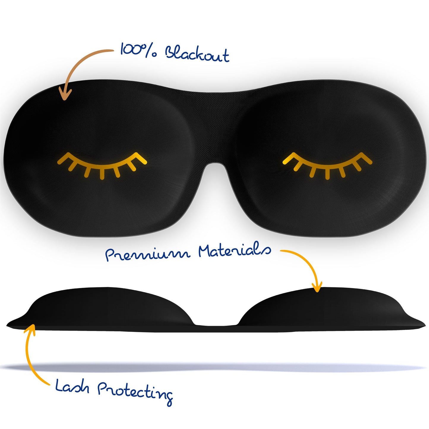 Contoured 3D Sleep Mask - Black Wink